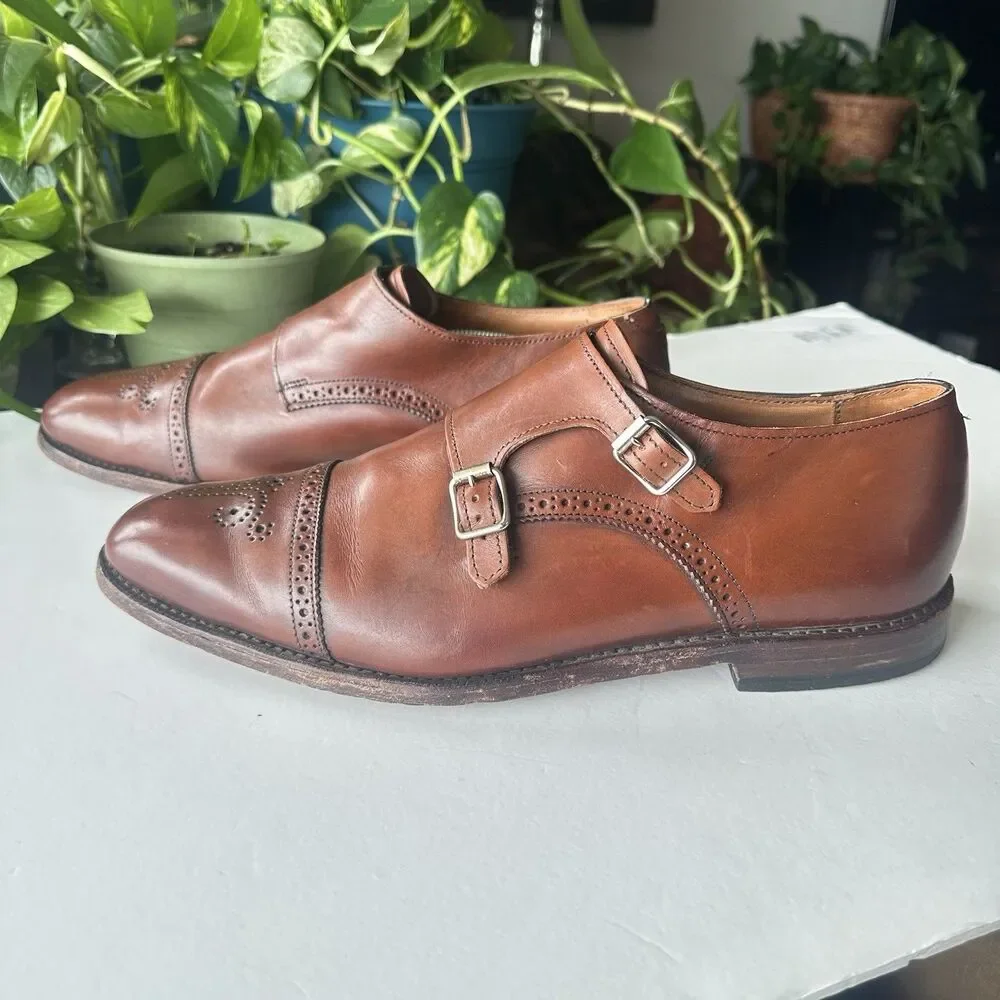 Allen Edmonds St. John's 2927 Double Monk Strap Shoes Dark Chili Leather Size 13